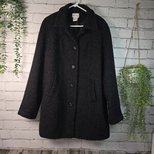 THE TOG SHOP BLACK ALPACA MOHAIR WOOL BLEND BUTTON DOWN PEA COAT WOMENS 12 EUC